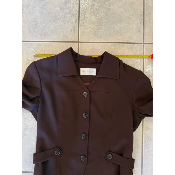 Dana Buchman Womens Brown Wool 4 Button Closure Jacket Blazer Size 14 - Picture 6 of 6